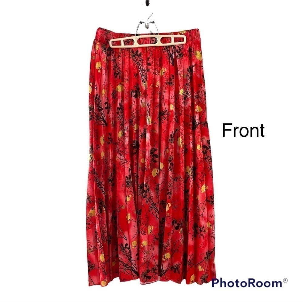 ARTIZAN Robin Barre maxi skirt pleated floral print Summer Made in Canada. Large - Picture 2 of 9